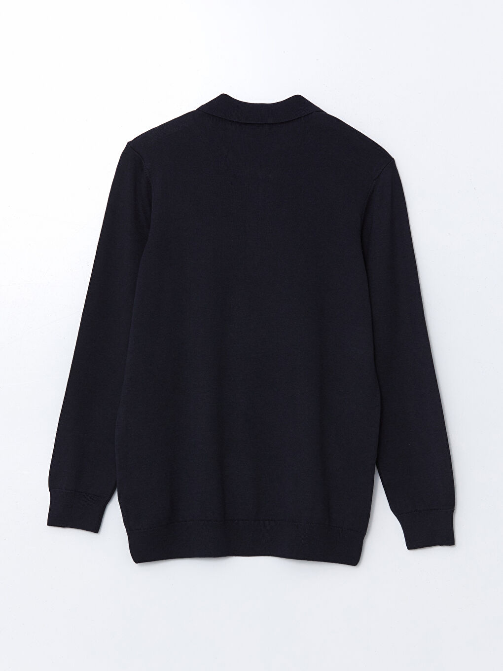 Lacivert Polo Yaka Uzun Kollu Erkek Triko Kazak-5