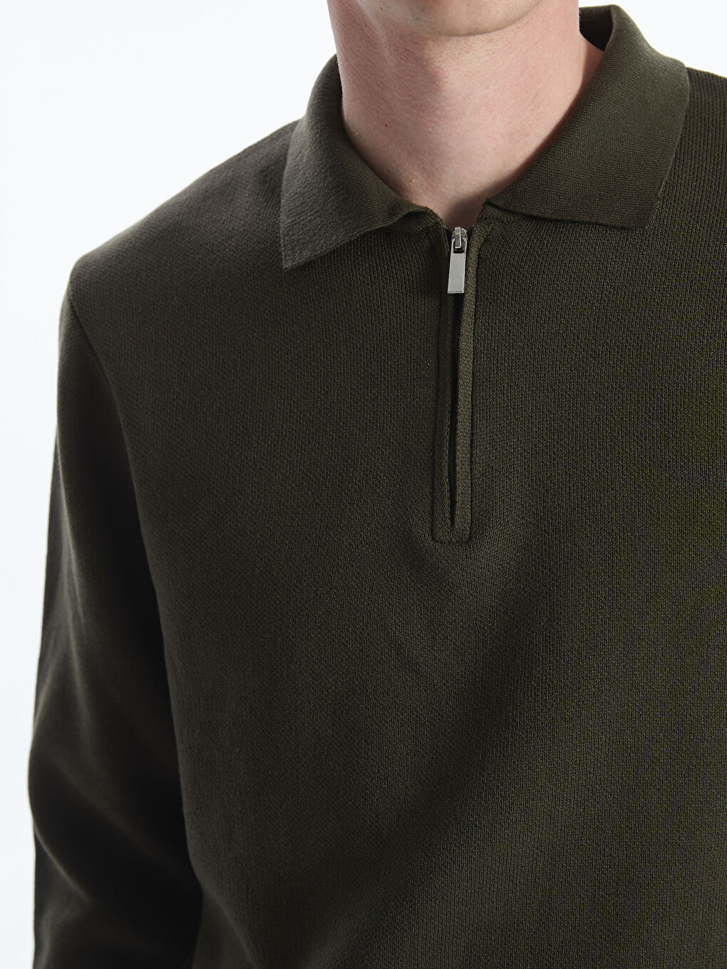 Polo Neck Long Sleeve Men's Knitwear Sweater-2