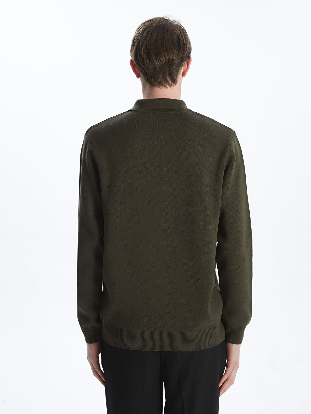 Polo Neck Long Sleeve Men's Knitwear Sweater-3