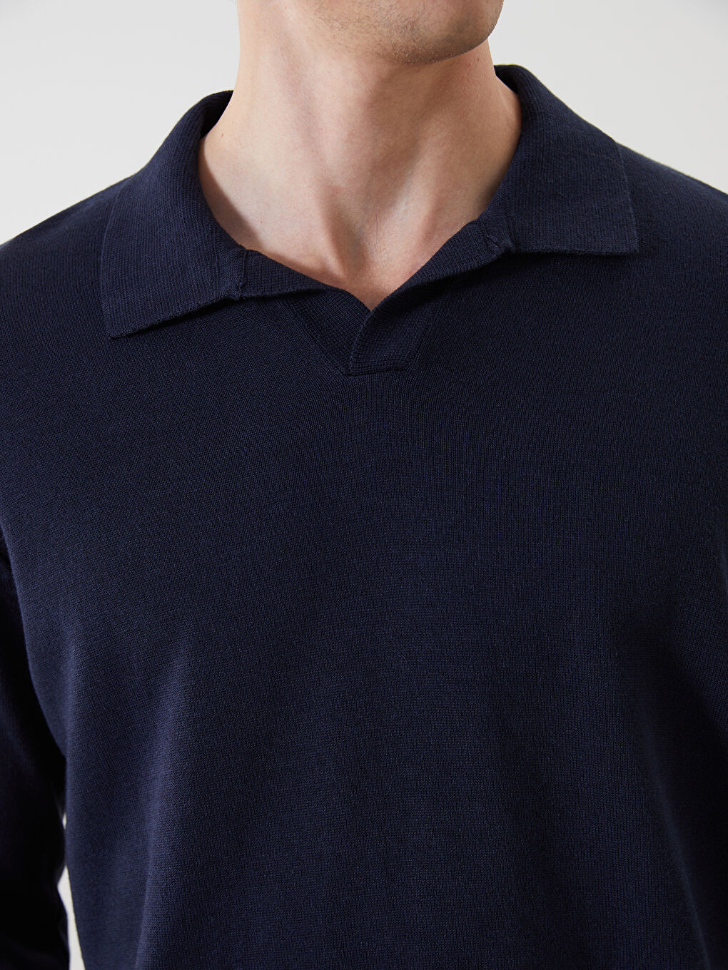 Polo Neck Long Sleeve Men's Knitwear Sweater -W4LU84Z8-RFH