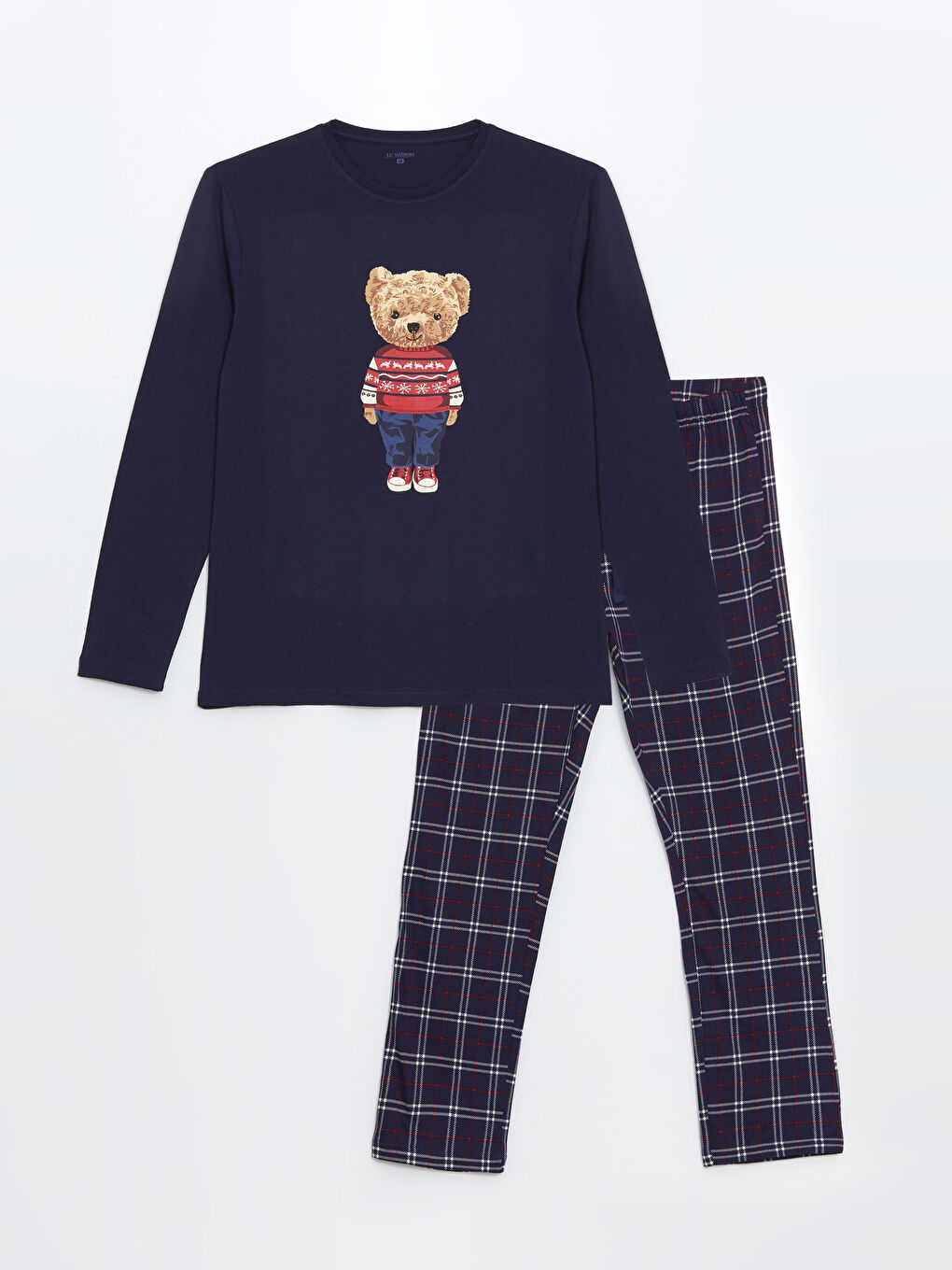 LC WAIKIKI Lacivert Standart Kalıp Ayı Teddy Baskılı Erkek Pijama Takımı - 5