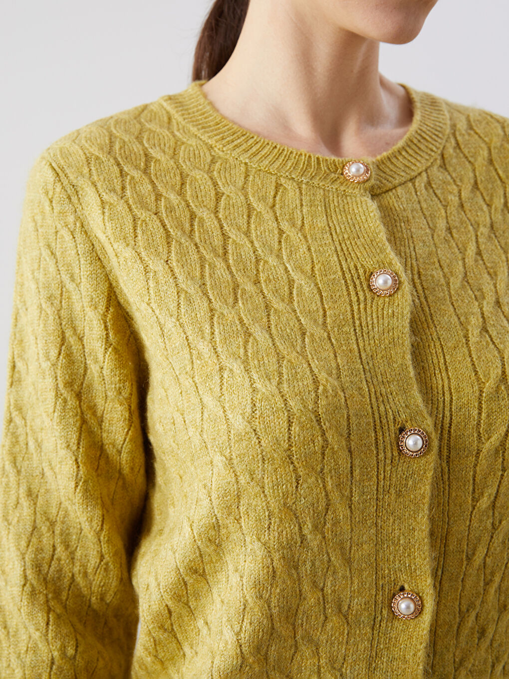 Self-Patterned Women'S Knit Cardigan -W4LV01Z8-D0K
