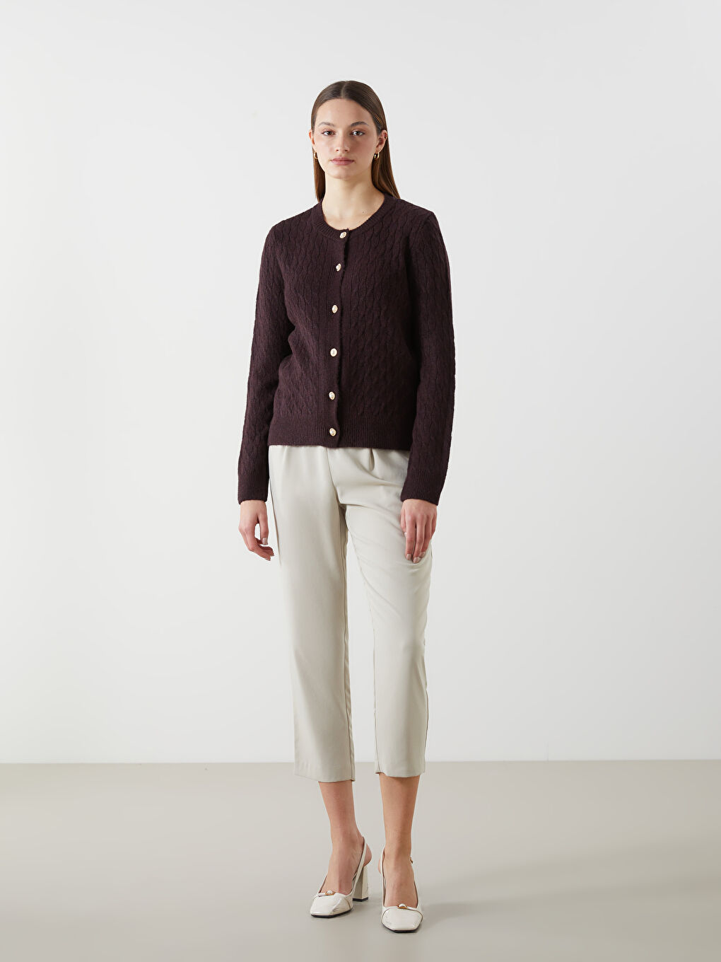 LCWAIKIKI Basic Self Patterned Women's Knitwear Cardigan -W4LV01Z8-D1H