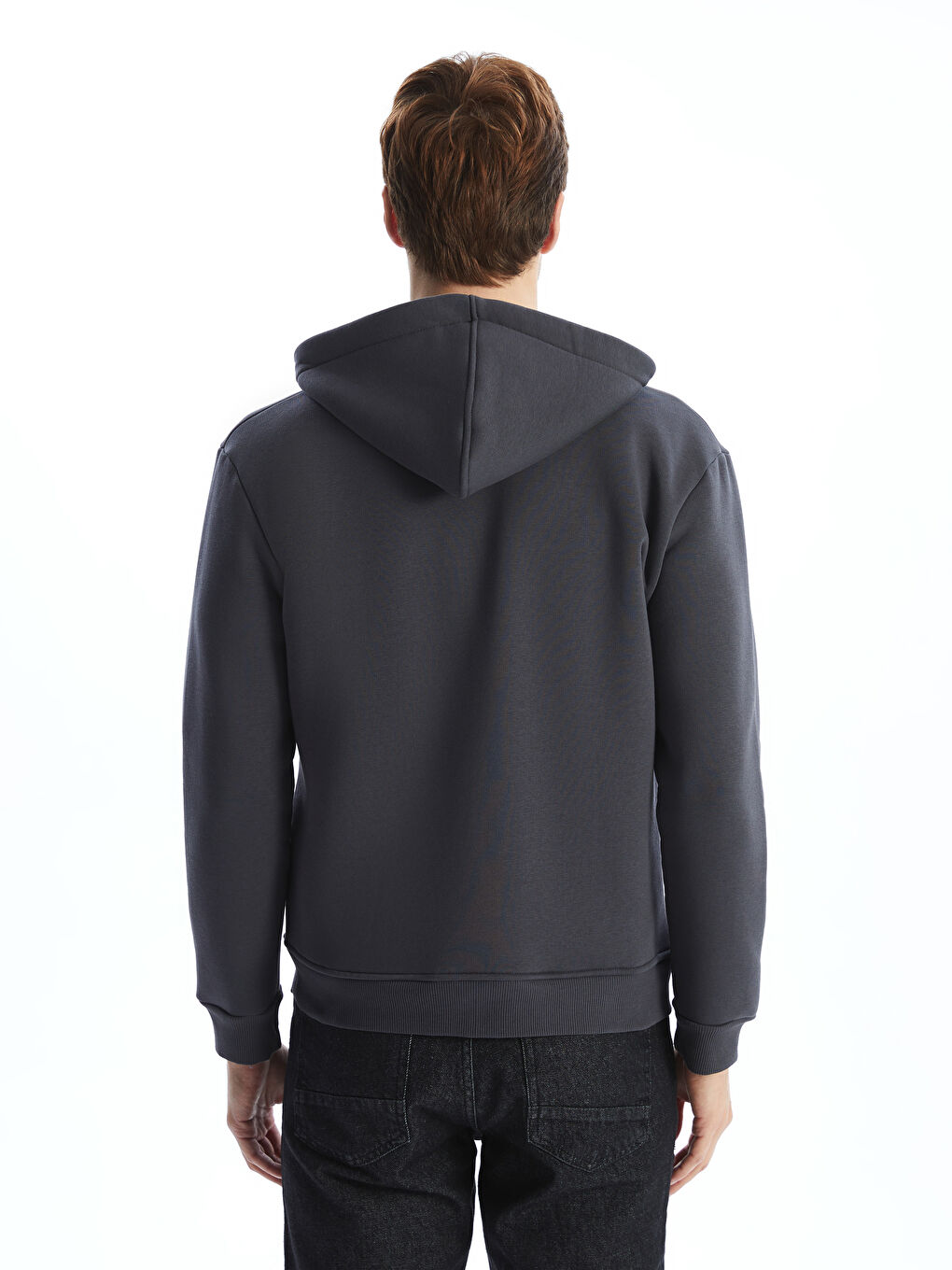 LCWAIKIKI Classic Antrasit Kapüşonlu Uzun Kollu Erkek Fermuarlı Sweatshirt - 3