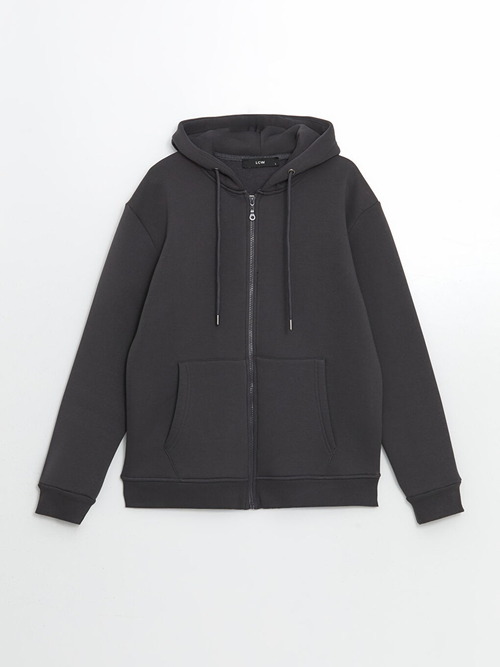 LCWAIKIKI Classic Antrasit Kapüşonlu Uzun Kollu Erkek Fermuarlı Sweatshirt - 4