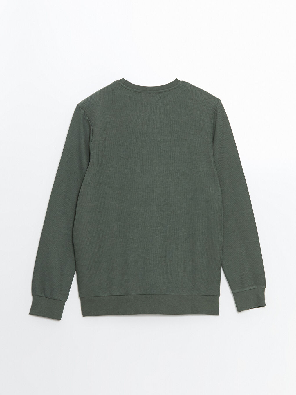 Yeşil Bisiklet Yaka Uzun Kollu Baskılı Erkek Sweatshirt-5