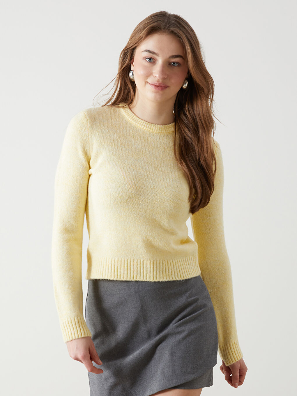 Sarı Bisiklet Yaka Kadın Triko Kazak