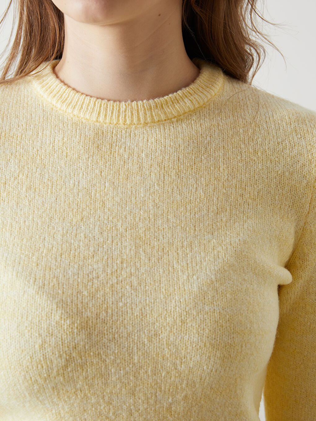 Sarı Bisiklet Yaka Kadın Triko Kazak-2