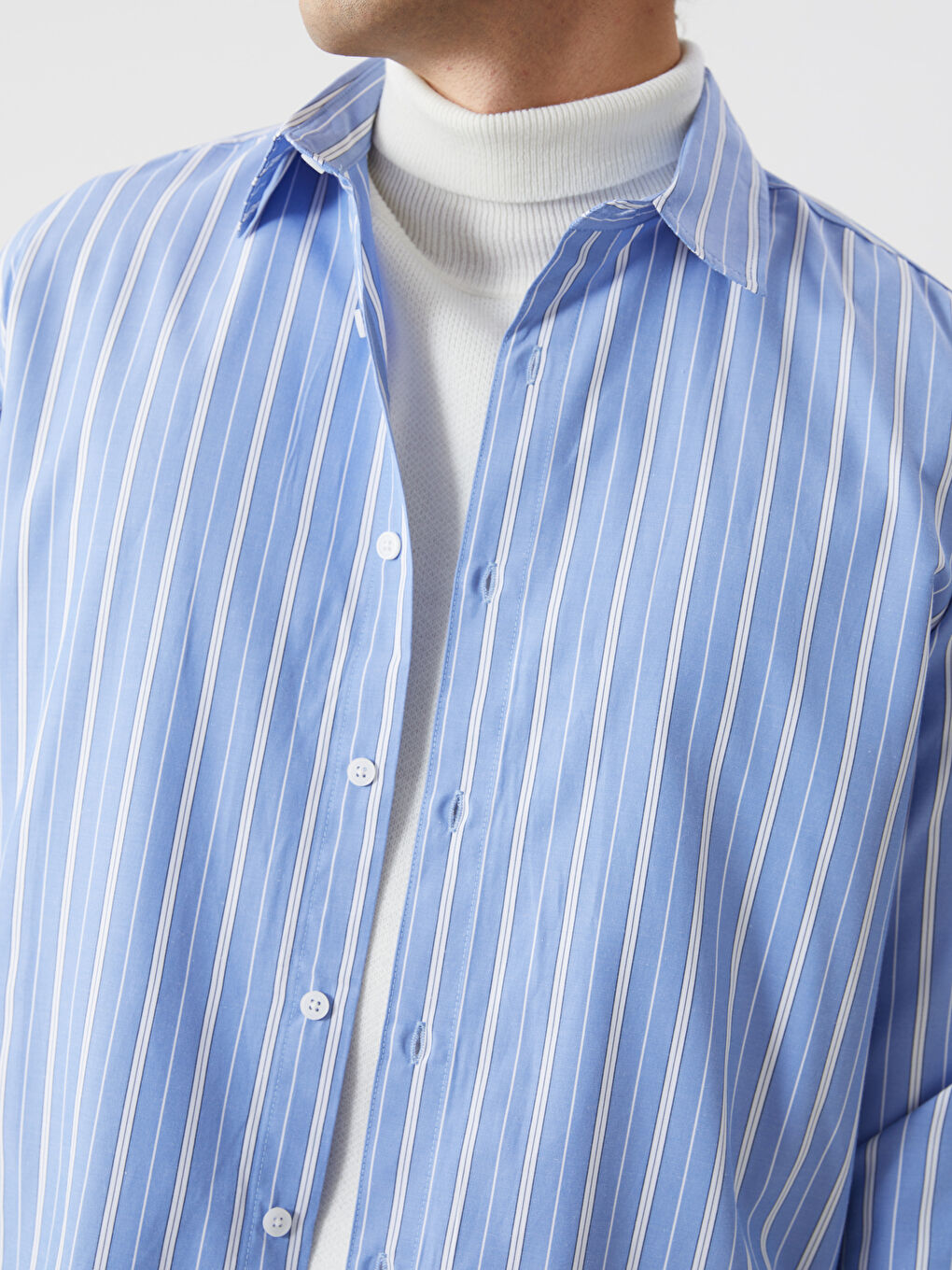 XSIDE Relaxed Fit Long Sleeve Striped Men's Shirt -W4LV71Z8-LEN
