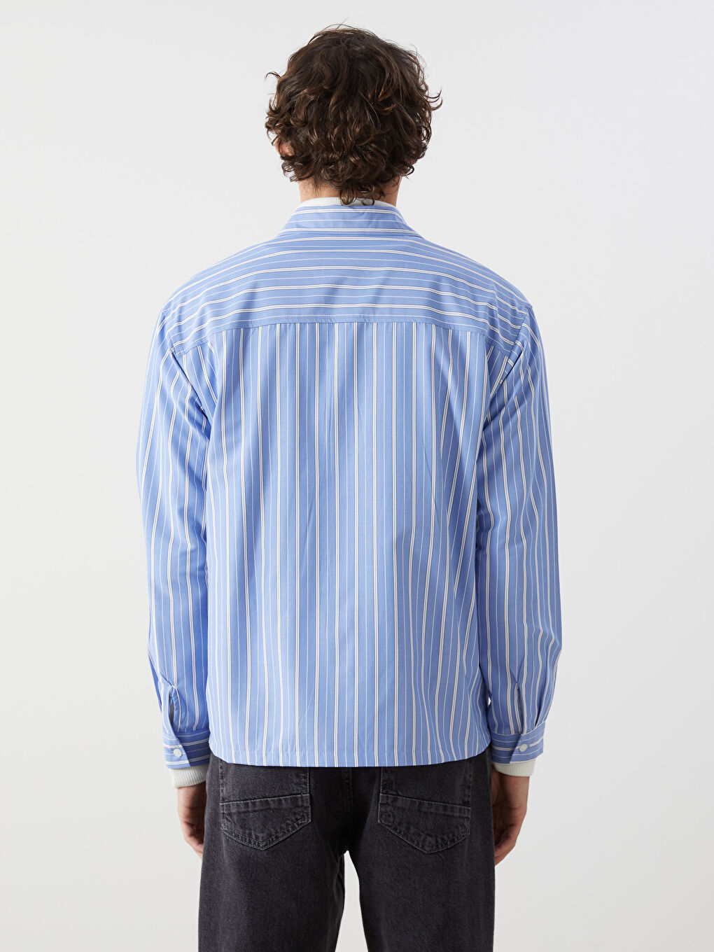 XSIDE Relaxed Fit Long Sleeve Striped Men's Shirt -W4LV71Z8-LEN