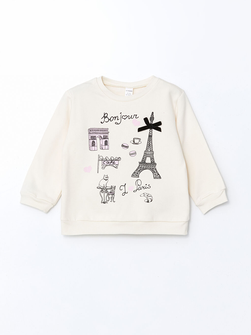 LCW Kids Bordo Bisiklet Yaka Kurdeleli Kız Çocuk Sweatshirt 2'li - 1