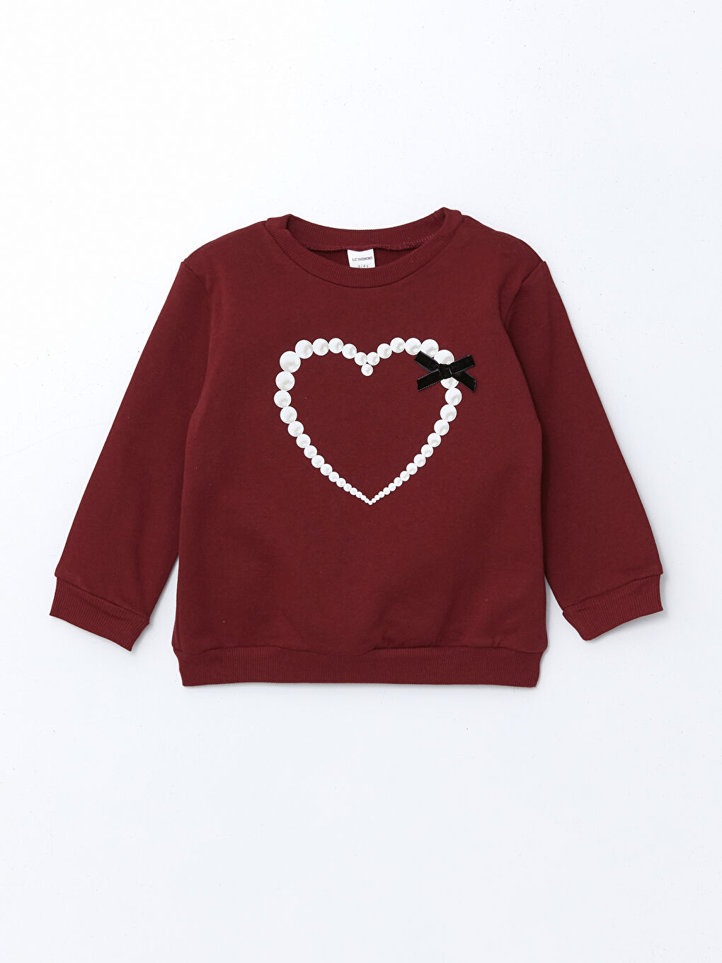 LCW Kids Bordo Bisiklet Yaka Kurdeleli Kız Çocuk Sweatshirt 2'li - 2