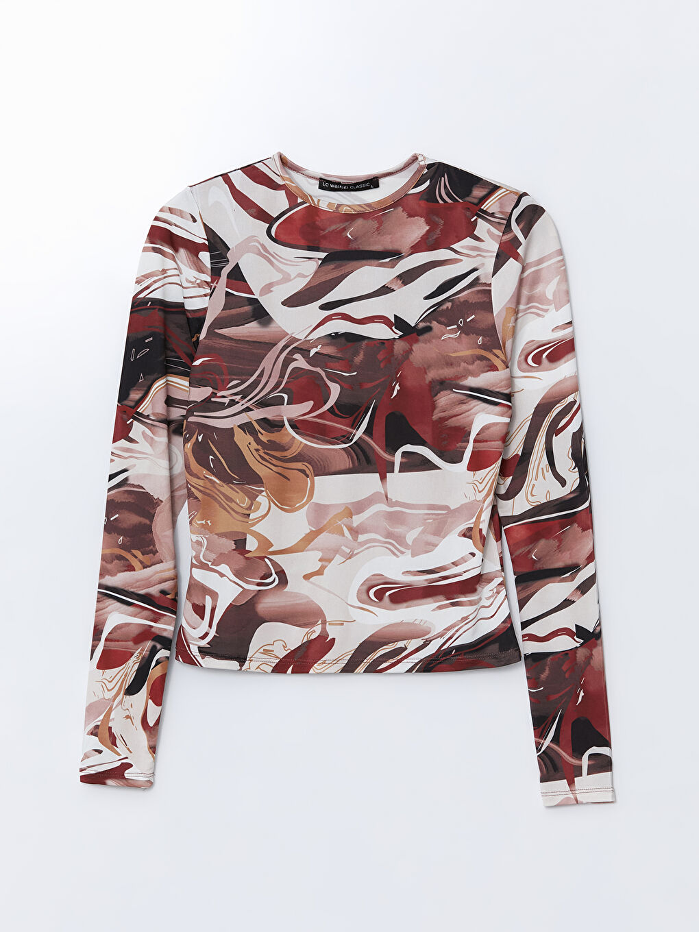 Crew Neck Tie-dye Pattern Women's Blouse-4