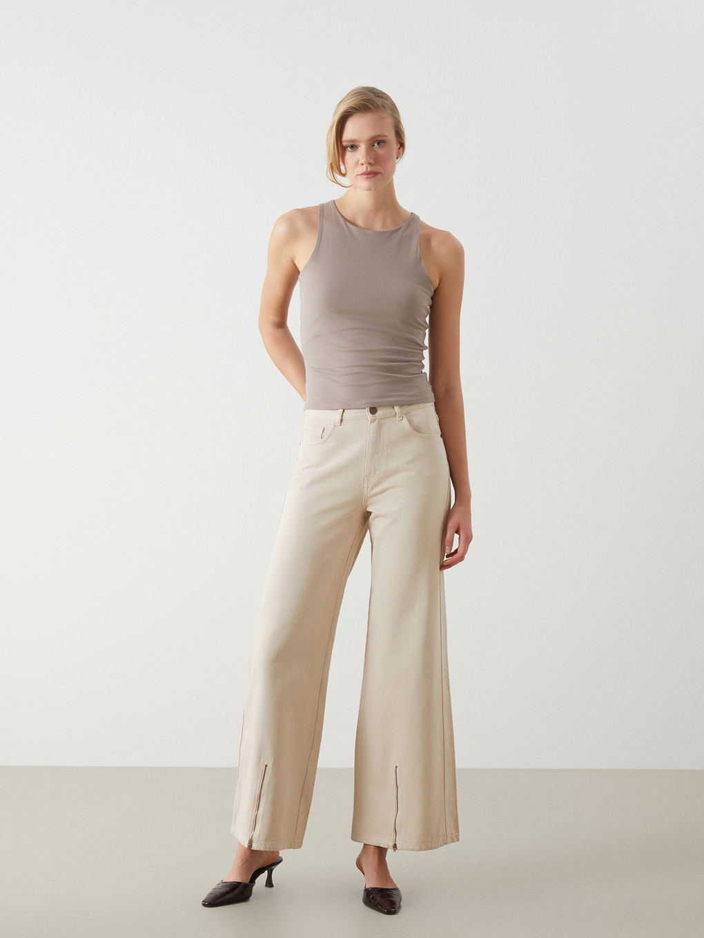 Regular Fit Wide Leg Women's Trousers