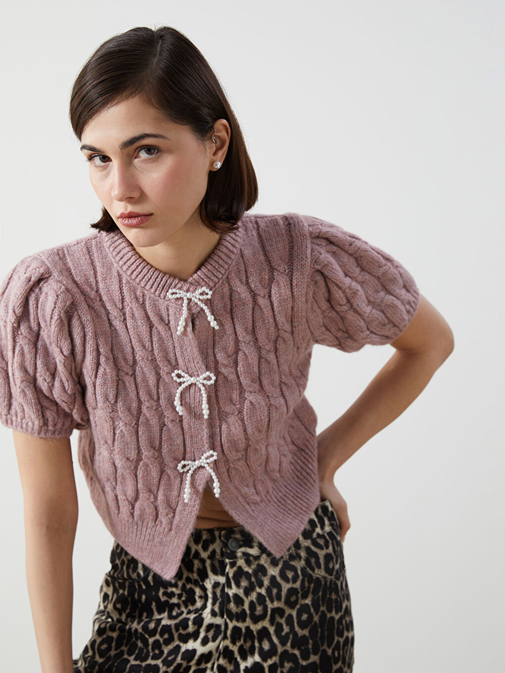 Lila Kurdele Detaylı Balon Kollu Prenses Kazak