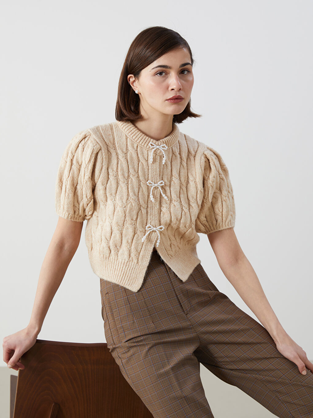 LCW Vision Ribbon Detailed Balloon Sleeve Princess Sweater -W4LY05Z8-FRT