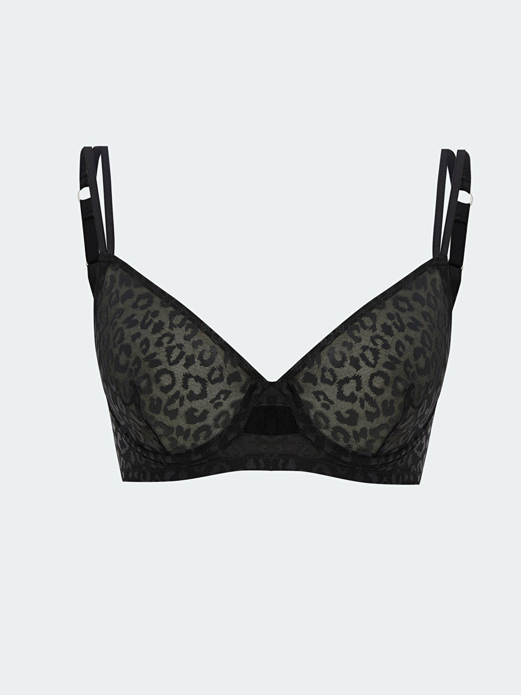 Siyah Balenli Dolgusuz Desenli Fantezi Tişört Sütyen