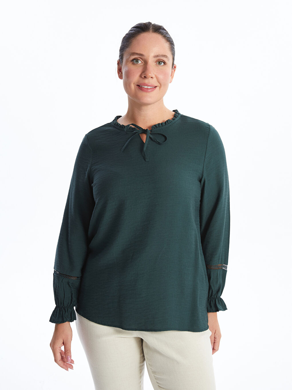 LCW Grace Tie Neck Women's Blouse -W56583Z8-HQM