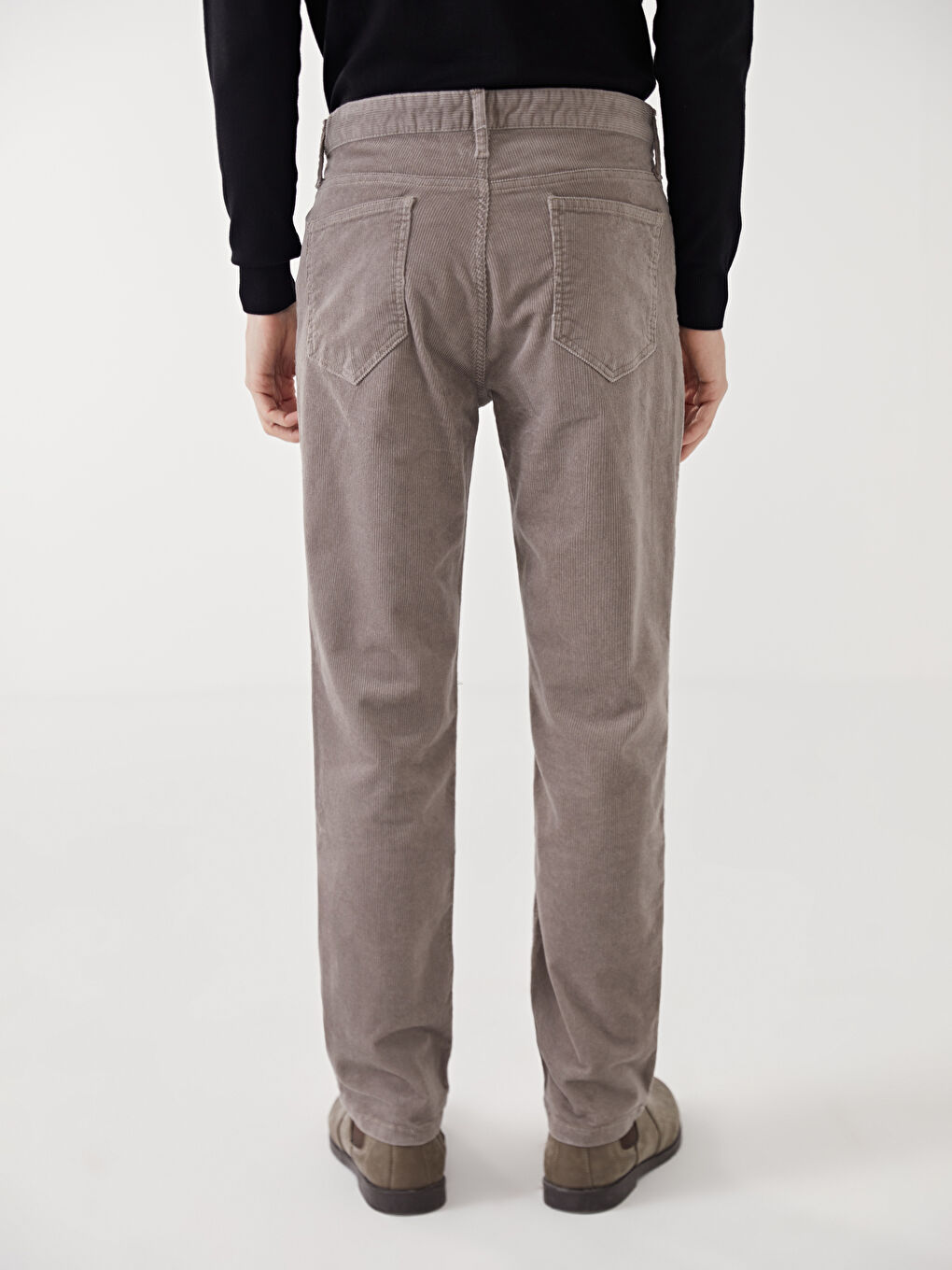 Bej Standart Kalıp Kadife Erkek Chino Pantolon-3