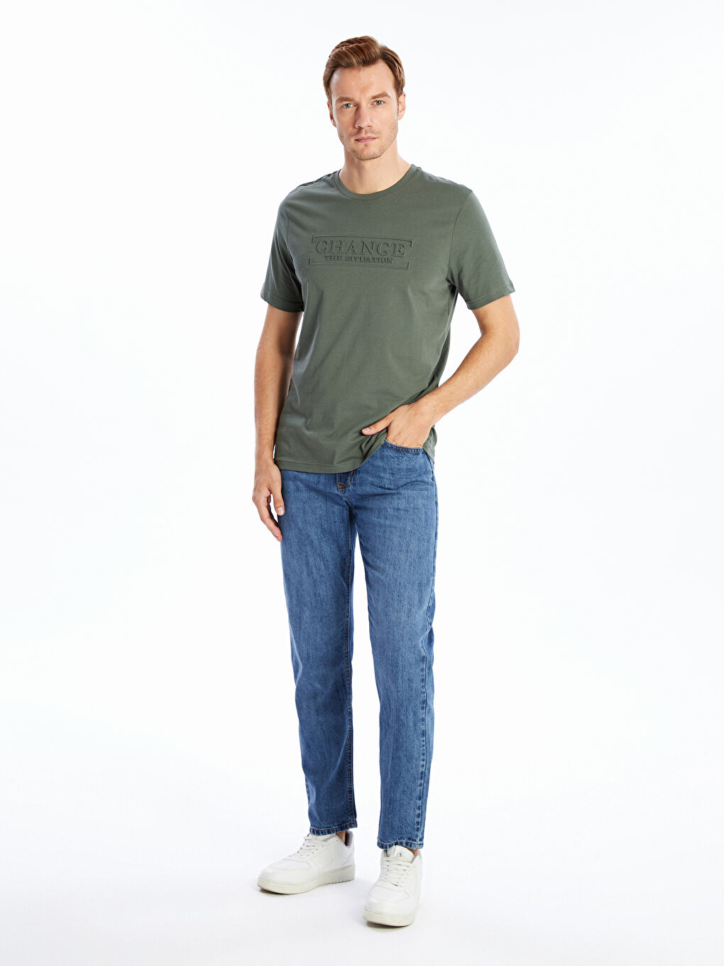 Crew Neck Short Sleeve Printed Combed Cotton Men's T-shirt-3