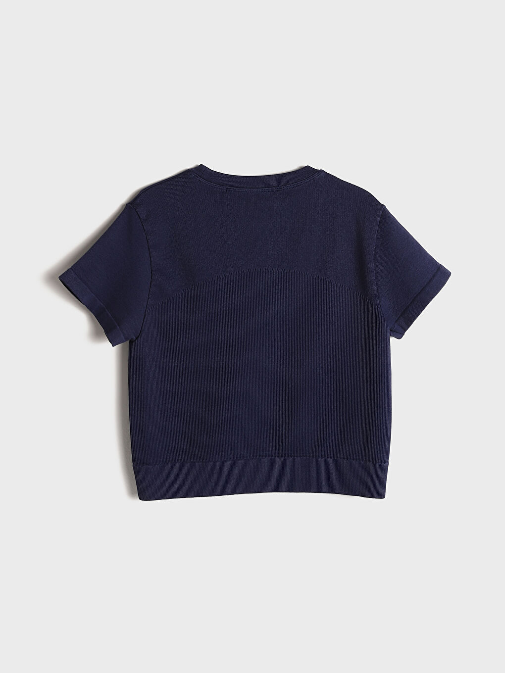 Crew Neck Plain Short Sleeve Women's Crop T-Shirt -W4LY38Z8-HEU