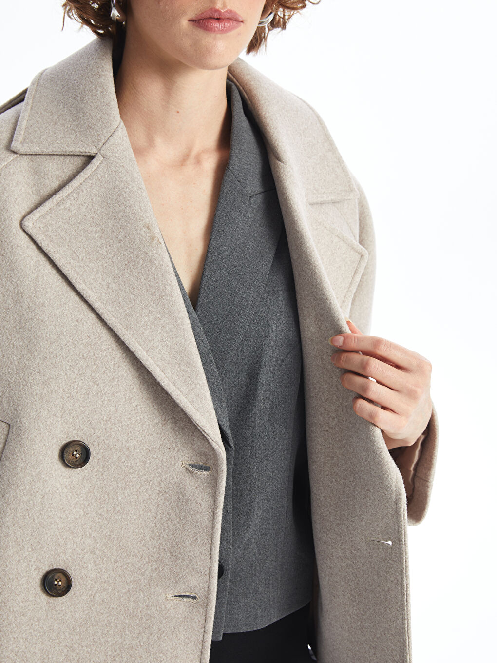 LCW Vision Jacket Collar Women's Cachet Overcoat -W57004Z8-L8Q