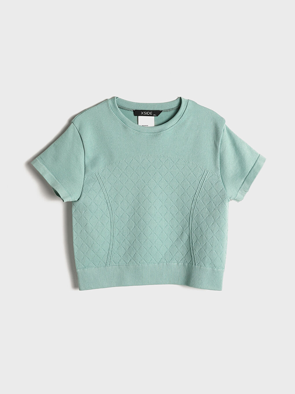 Crew Neck Plain Short Sleeve Women's Crop T-Shirt -W4LY43Z8-GAQ