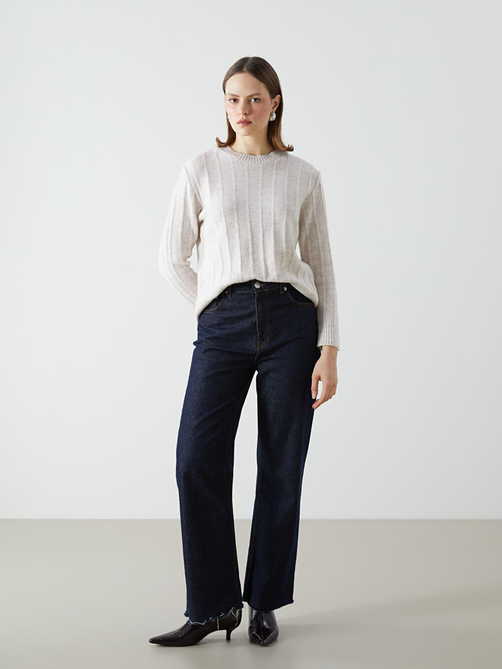 Crew Neck Striped Women's Knitwear Sweater -W4LY81Z8-MXN