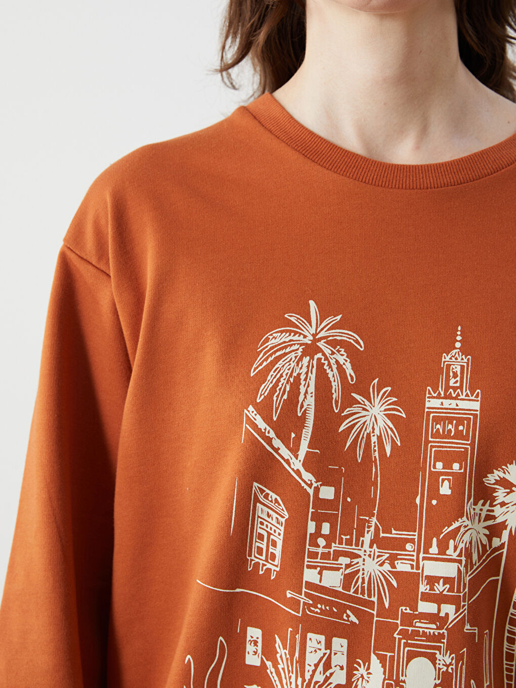 T-shirt Oversize Imprimé à Col Rond pour Femmes-2