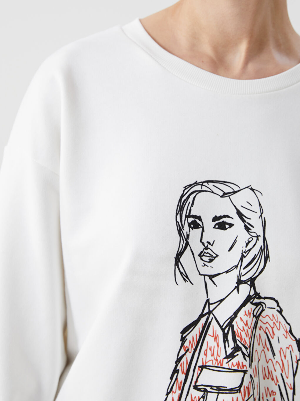 Crew Neck Printed Oversize Women's T-Shirt-2