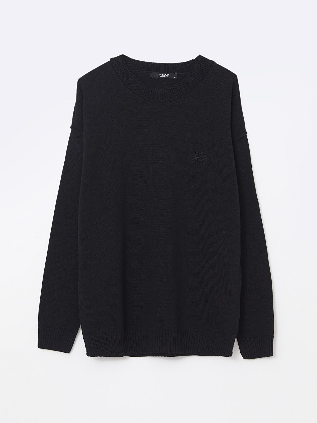 Siyah Bisiklet Yaka Erkek Triko Kazak-4