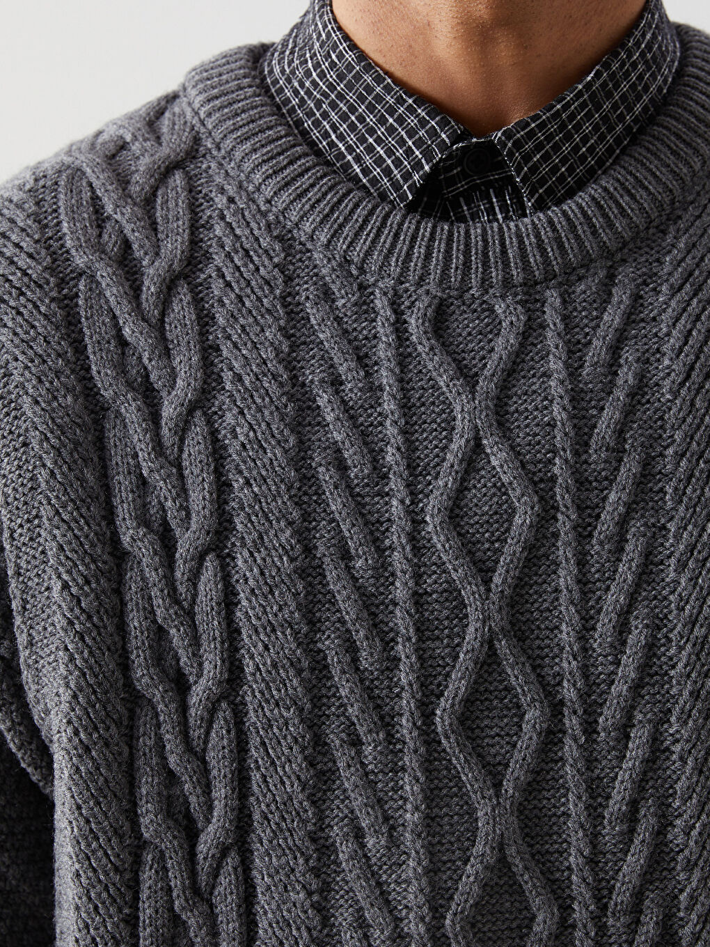 Crew Neck Long Sleeve Men's Tricot Sweater -W4LY89Z8-HZX