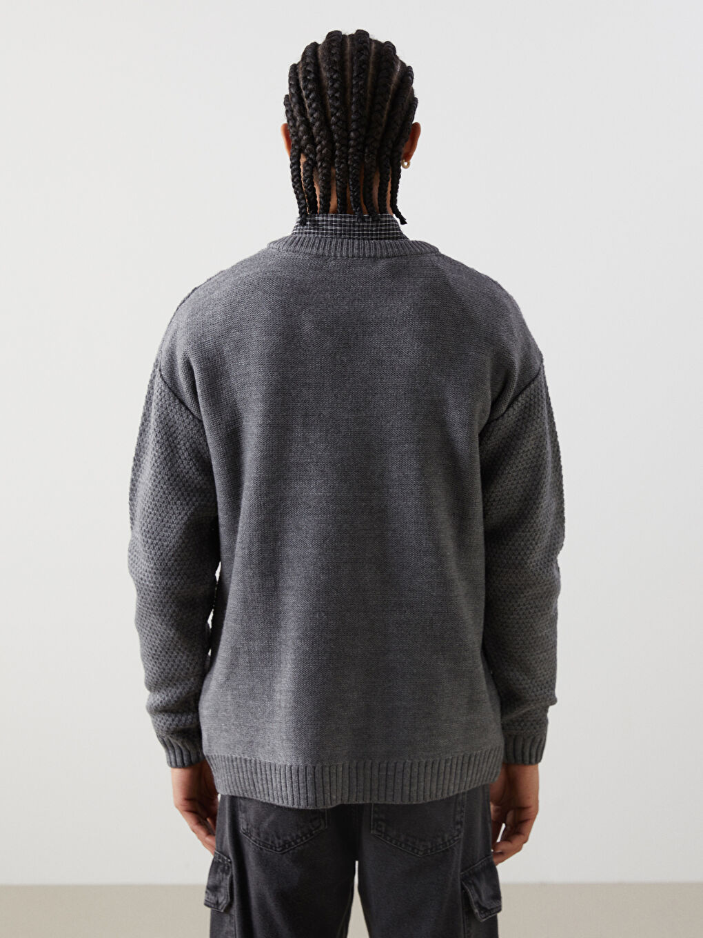 Crew Neck Long Sleeve Men's Tricot Sweater -W4LY89Z8-HZX