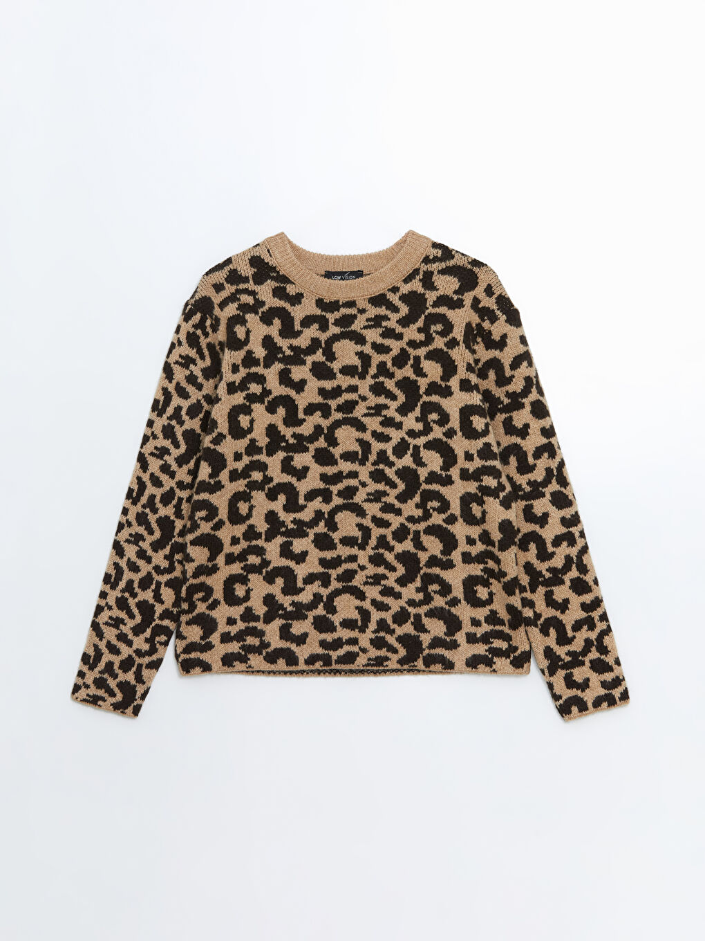 Crew Neck Leopard Print Women's Knitwear Sweater -W4LY93Z8-CTC