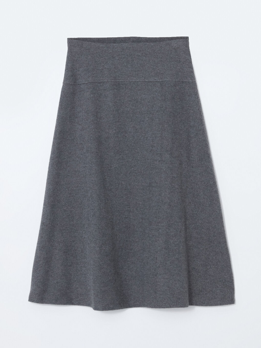 Antrasit Beli Lastikli Kadın Triko Etek-4