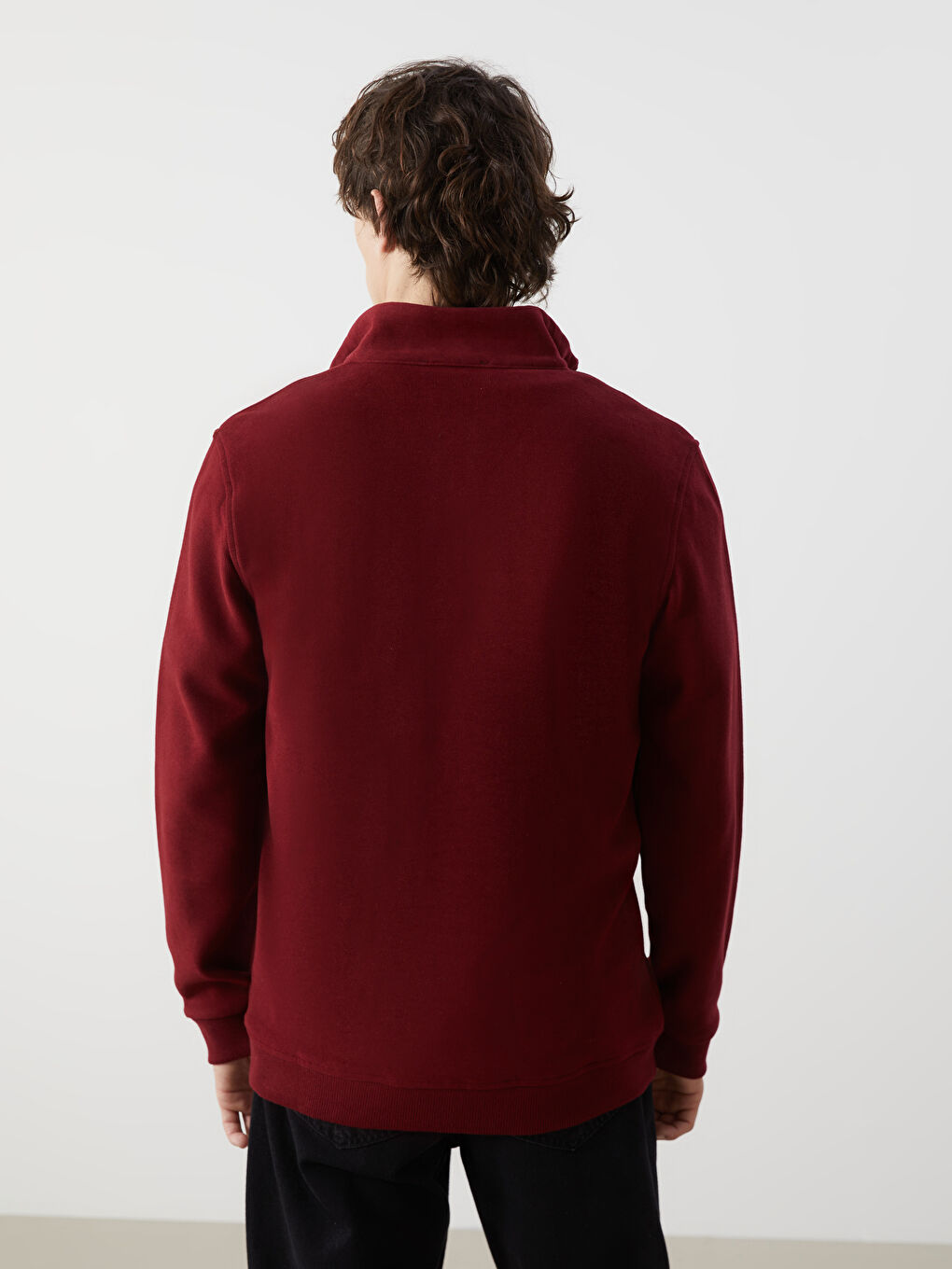 LCWAIKIKI Classic Bordo Dik Yaka Uzun Kollu Baskılı Erkek Sweatshirt - 3