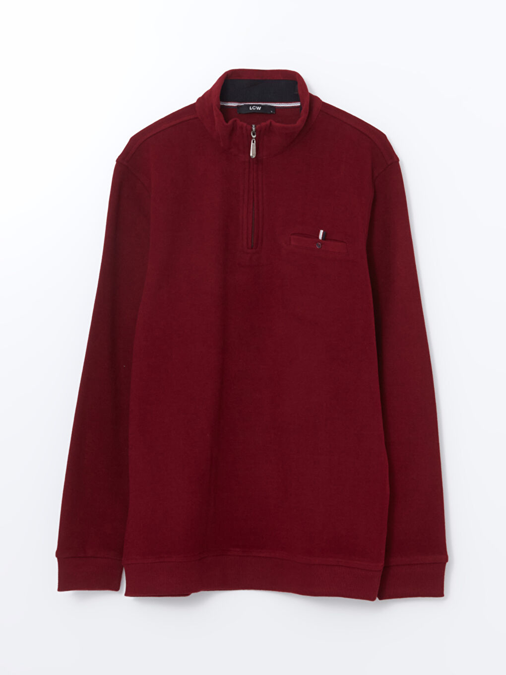 LCWAIKIKI Classic Bordo Dik Yaka Uzun Kollu Baskılı Erkek Sweatshirt - 4