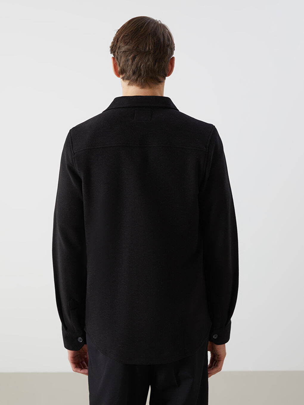 Siyah Regular Fit Uzun Kollu Erkek Gömlek Ceket-3