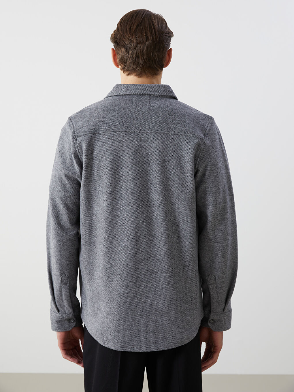 Gri Regular Fit Uzun Kollu Erkek Gömlek Ceket-3
