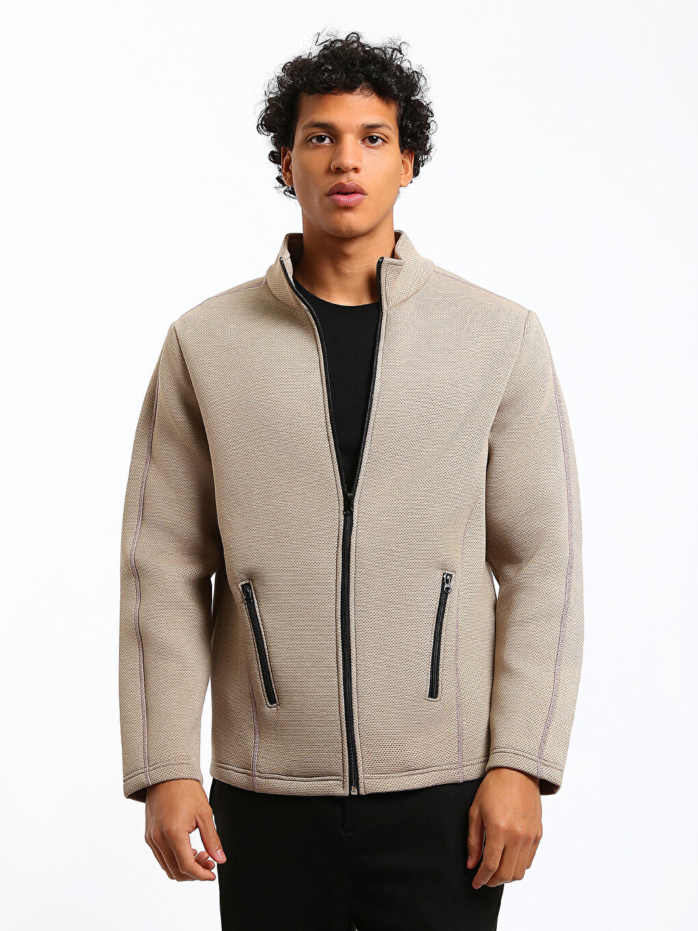 Funnel Neck Men's Cardigan