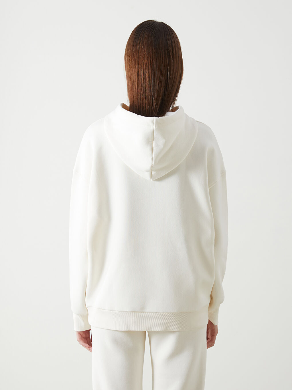 LCW Vision Ekru Oversize Kadın Kalın Hoodie - 3