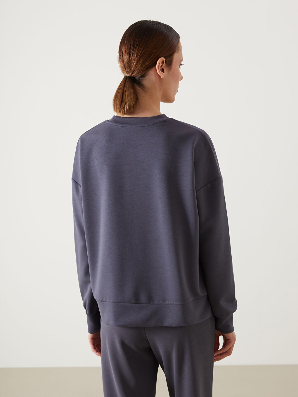 Antrasit Oversize Modal Karışımlı Kadın Sweatshirt-3