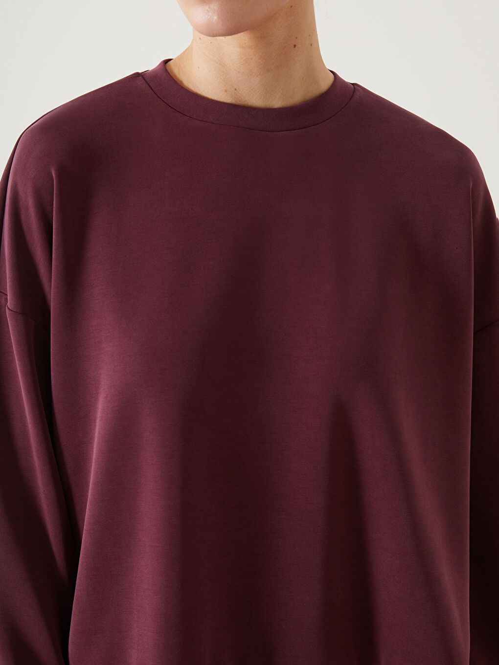 Bordo Oversize Modal Karışımlı Kadın Sweatshirt-2