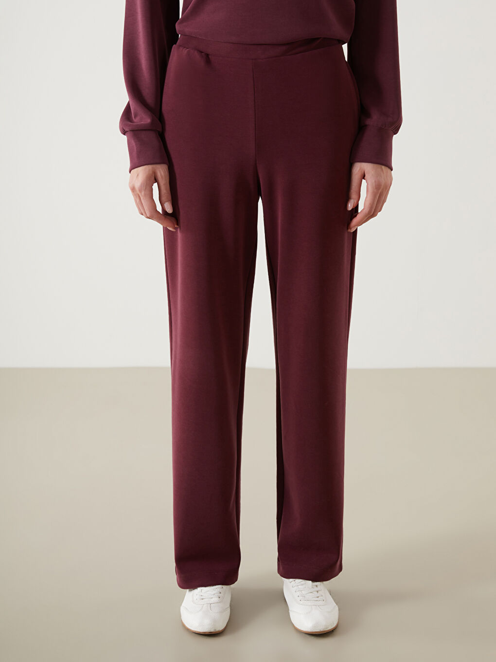 Bordo Modal Karışımlı Kadın Eşofman Altı-1