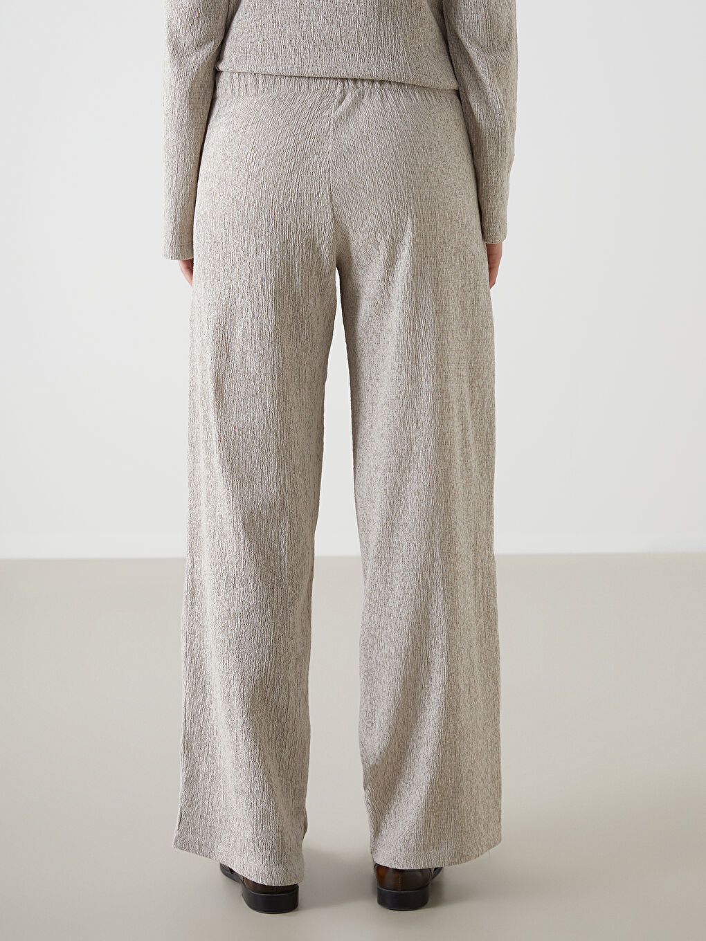 Yeşil Beli Lastikli Dokulu Kadın Pantolon-3