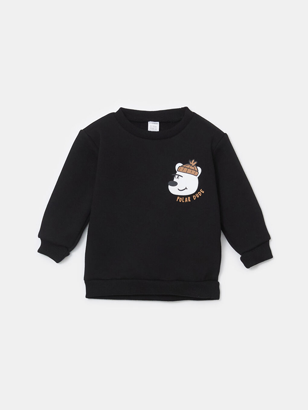 Siyah Bisiklet Yaka Baskılı Erkek Çocuk Sweatshirt