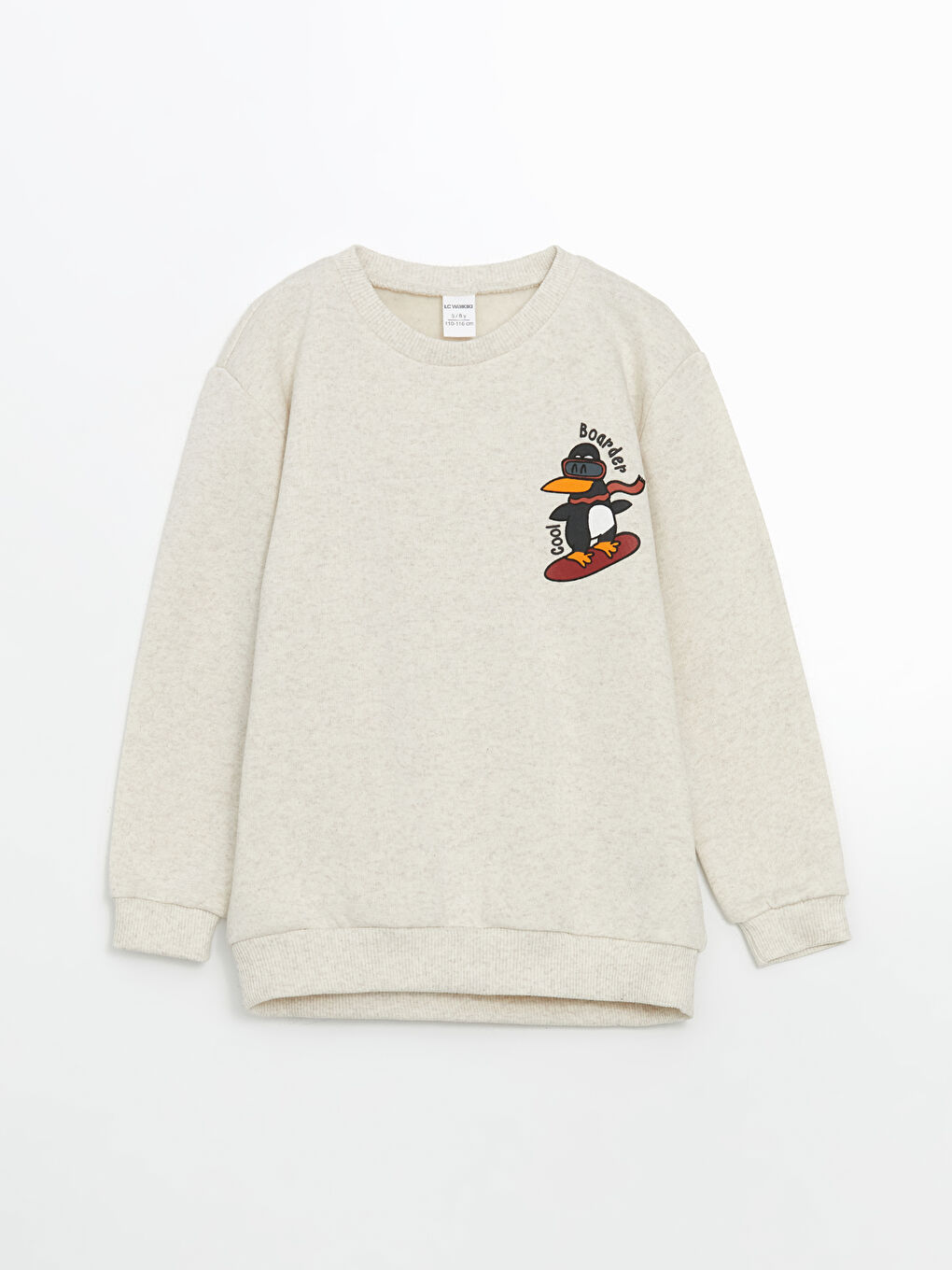 LCW Kids Ekru Bisiklet Yaka Baskılı Erkek Çocuk Sweatshirt 2'li - 1