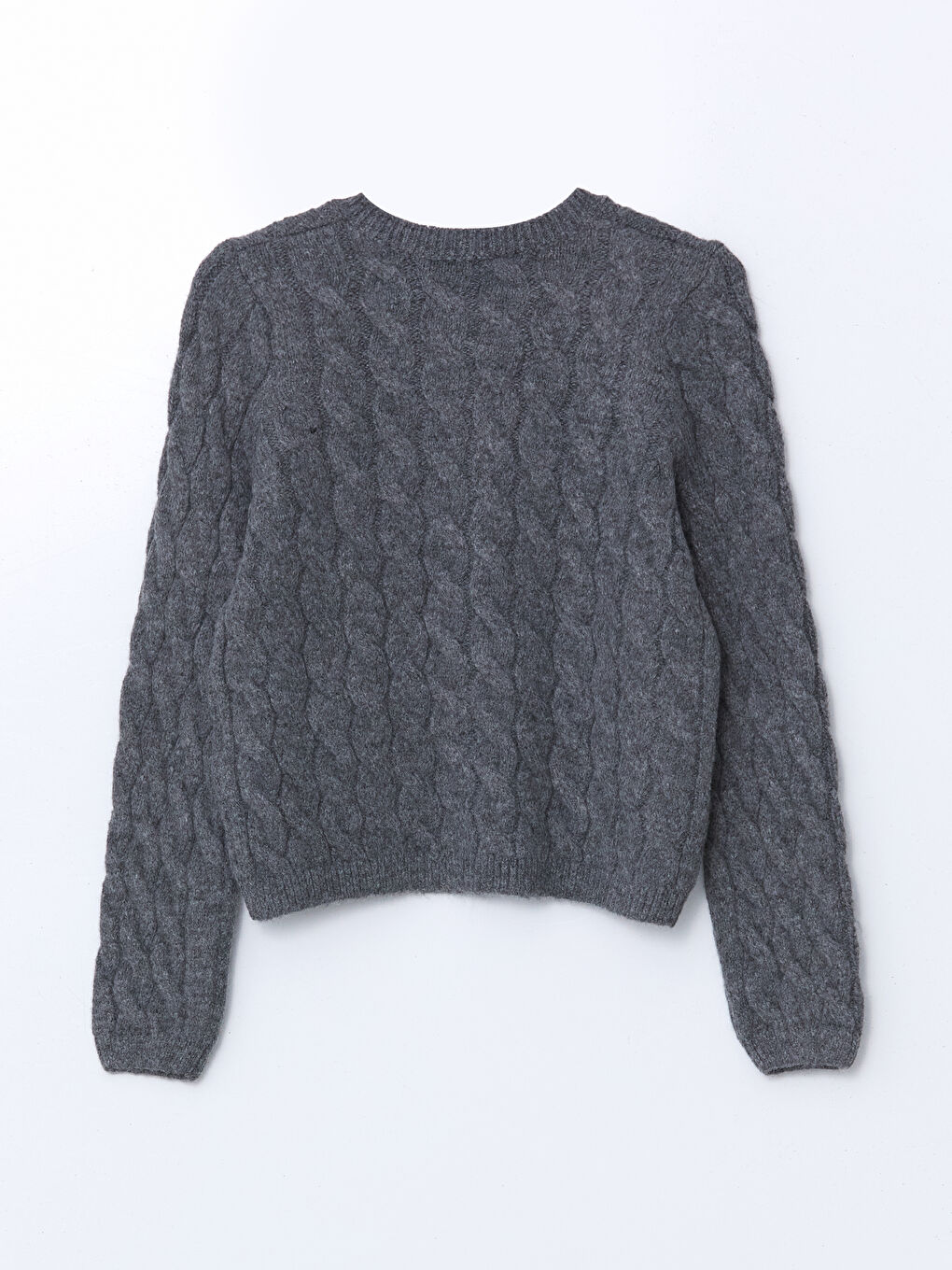 Crew Neck Self Patterned Long Sleeve Women's Tricot Cardigan -W4M064Z8-CT3