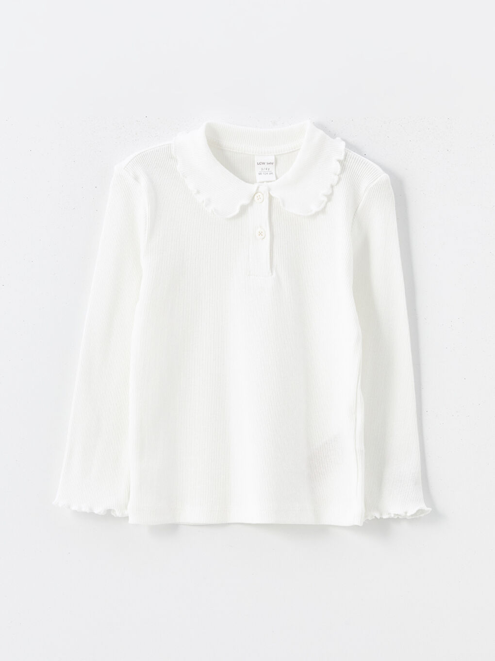 LCW Kids Тениска за момичета с яка, дълъг ръкав и изчистен дизайн -W58154Z1-R9J