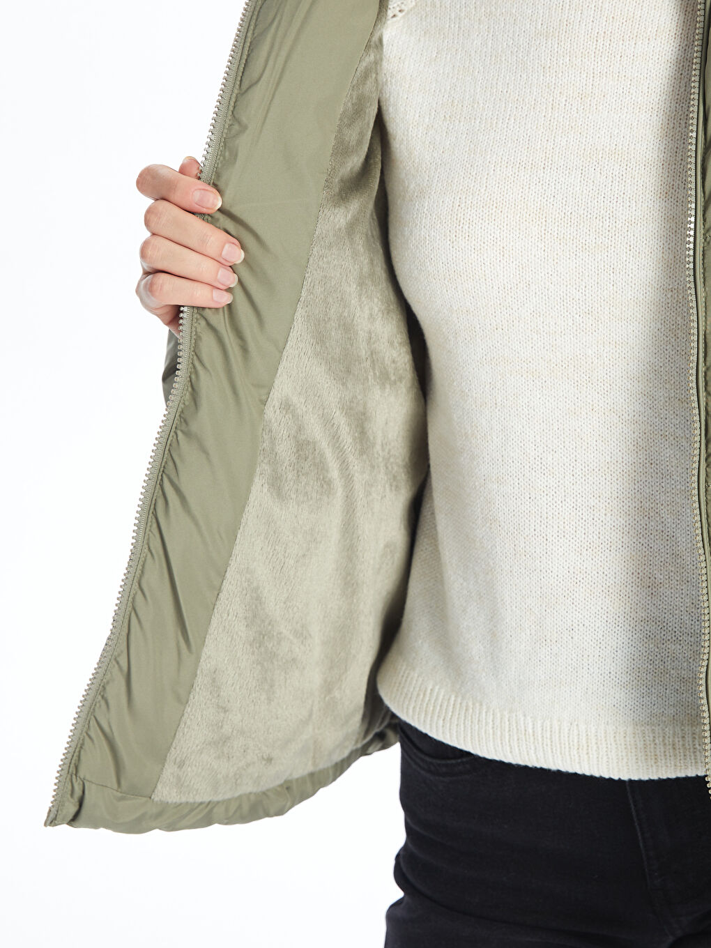 Women's Hooded Plain Puffer Coat-8